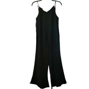 Anthropologie Black Gauzy Cotton Scoop Back Loose Fit Jumpsuit Small Beachy Boho
